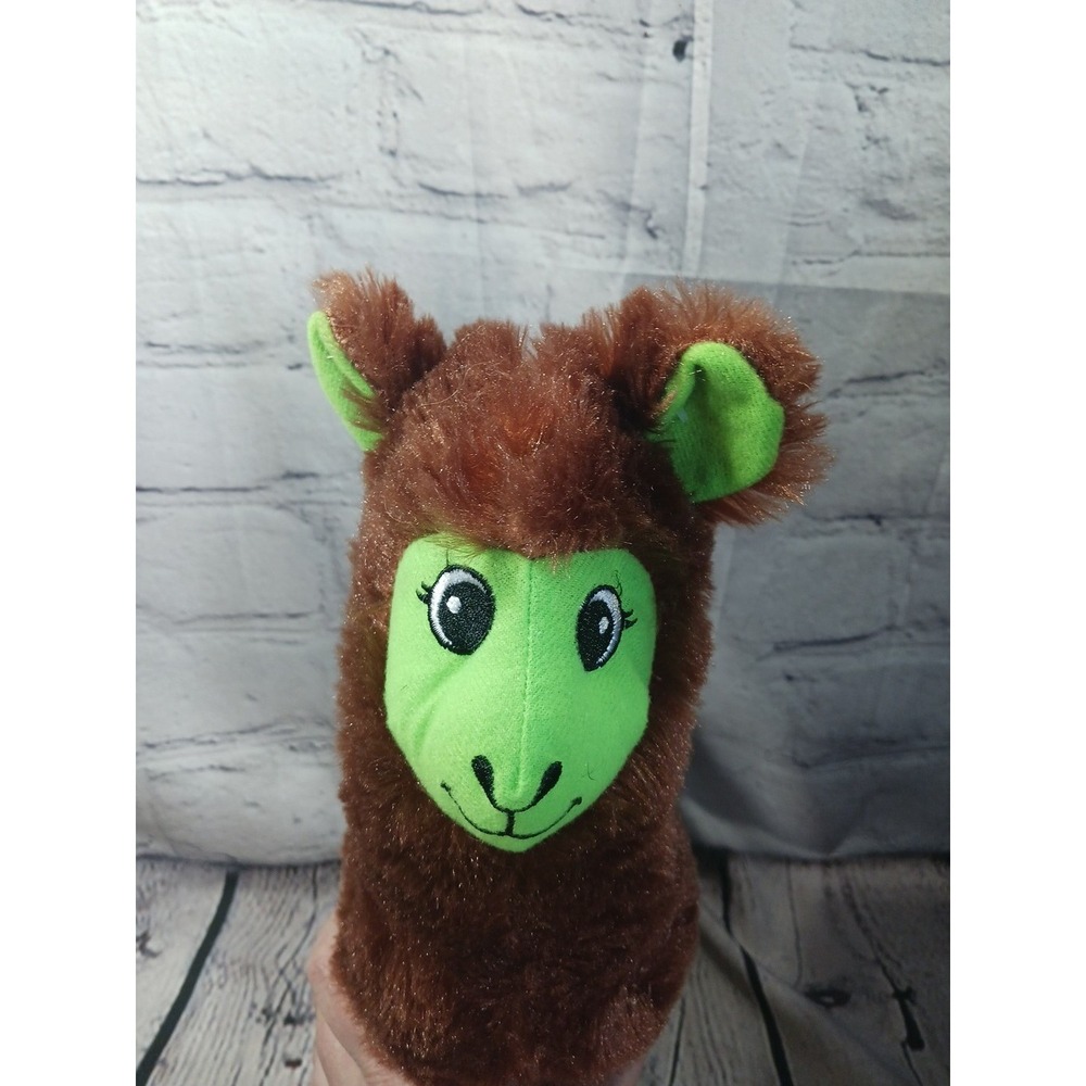 Goffa 13" Brown Llama Alpaca Plush Toy – Green Face & Feet Stuffed Animal Kawaii - Picture 3 of 6